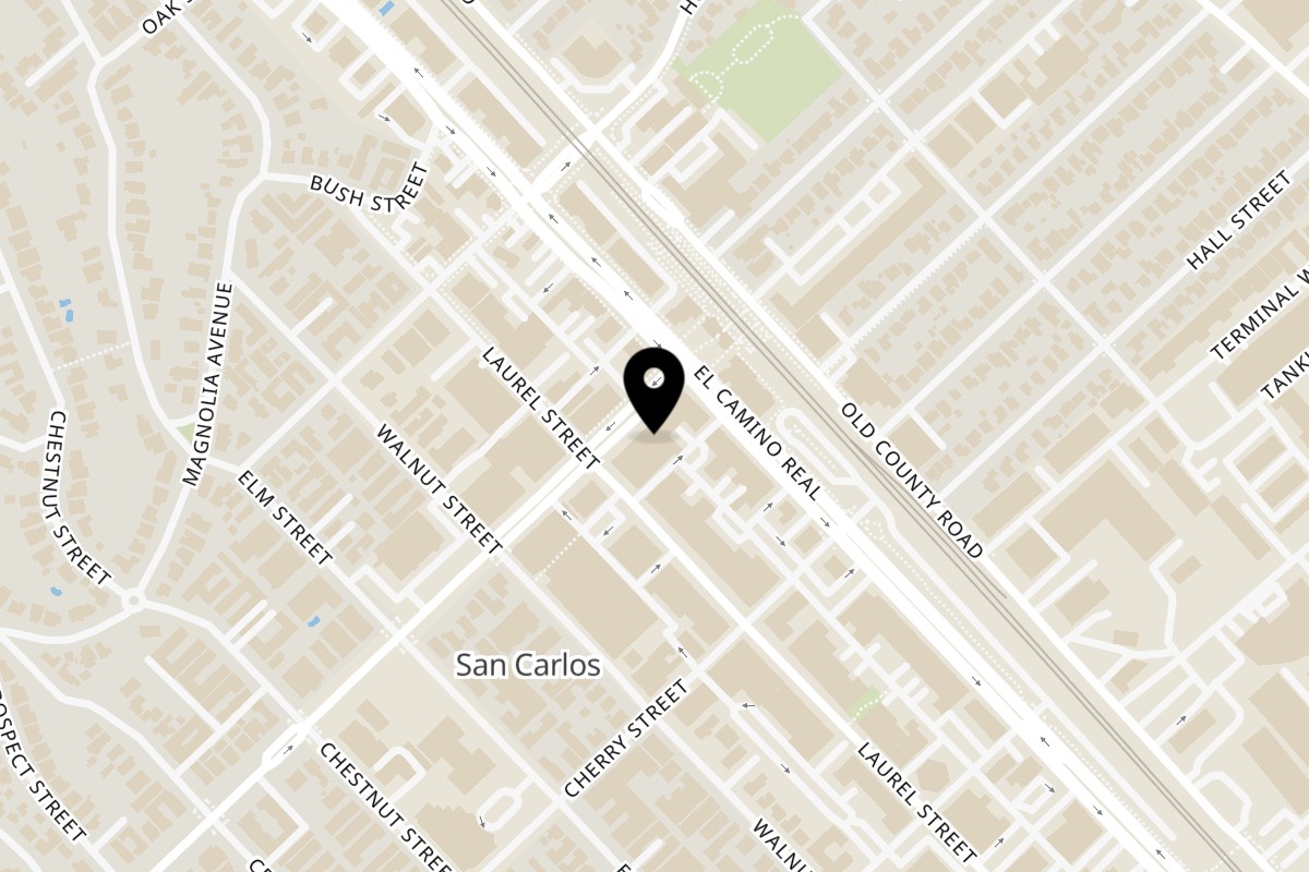 Map showing the location of Saffron on 1143 San Carlos Ave in San Carlos